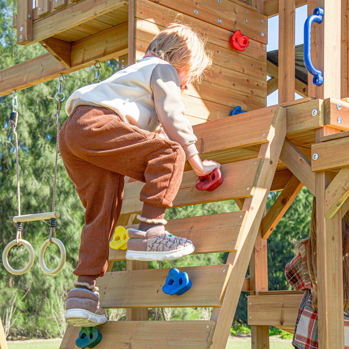 Spielturm mit Rutsche Weiss - Anthrazit/Braun, Basics, Holz/Kunststoff (482/500/338cm) - Ambia Garden