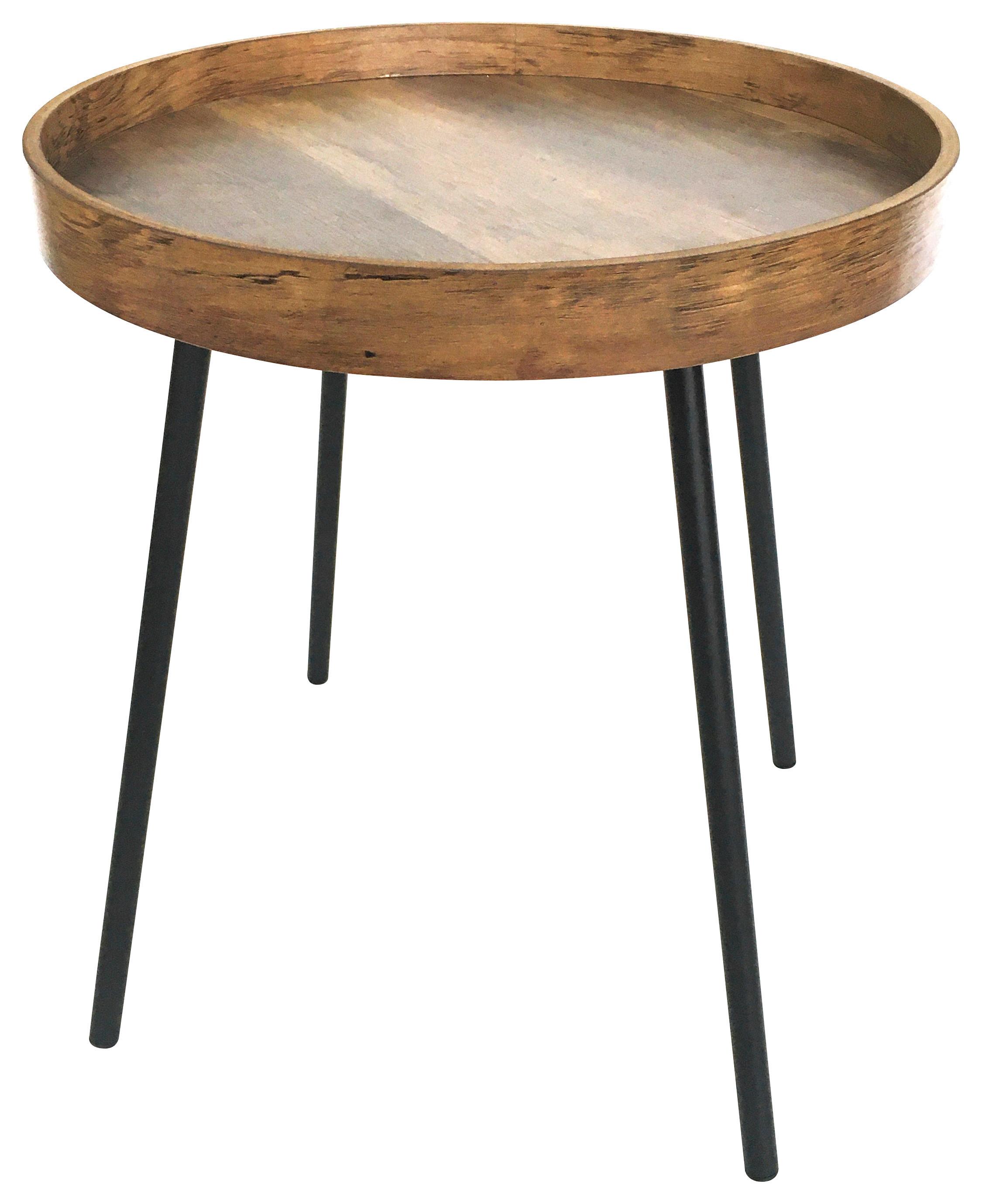 ODKLÁDACÍ STOLEK PERUGIA - černá/barvy dubu, Moderní, kov/kompozitní dřevo (40/45cm)