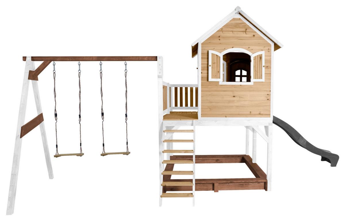 Spielturm A030.153.81 - Braun/Weiß, KONVENTIONELL, Holz (613/291/277cm) - Ambia Garden