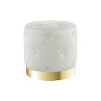 Hocker Pouf Samt Creme H: 40 Cm - Goldfarben/Creme, Basics, Holz/Holzwerkstoff (40/40/40cm) - Kayoom