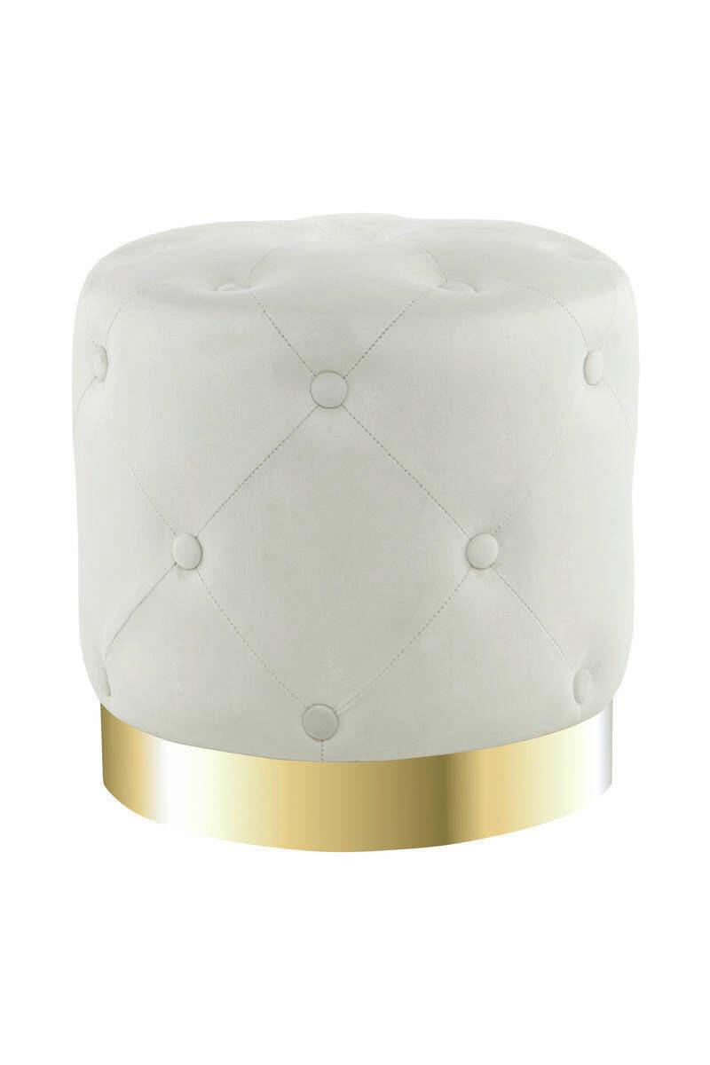 Hocker Pouf Samt Creme H: 40 Cm