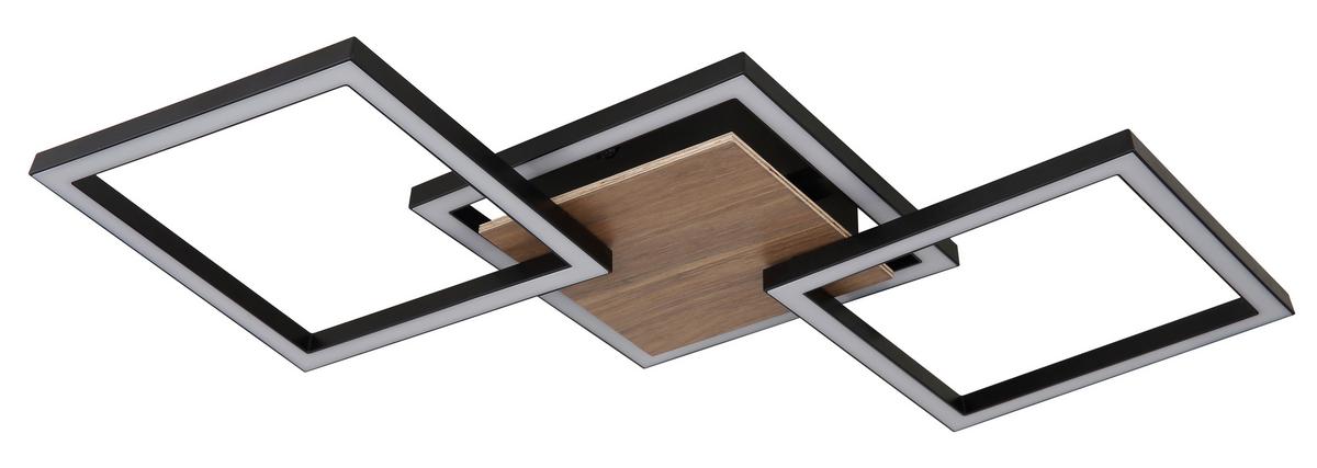 Led-deckenleuchte 672844 - Dunkelbraun/Opal, Natur, Holzwerkstoff/Kunststoff (63/27,5/5,7cm) - Globo