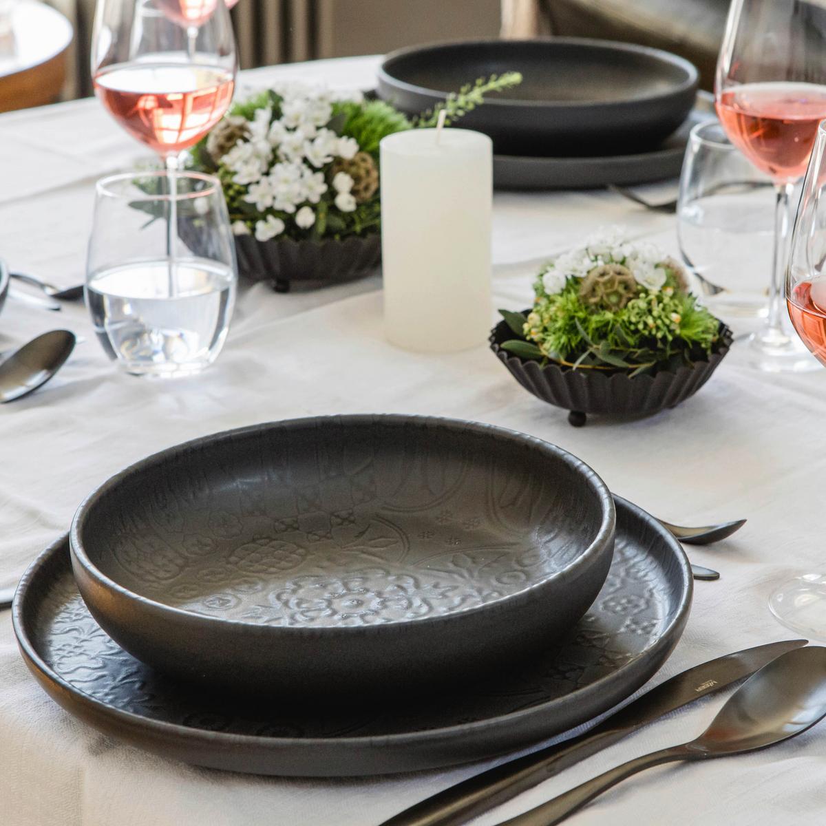 Kombiservice Steinzeug Schwarz 8--Teilig. - Schwarz, Basics, Keramik - Mäser