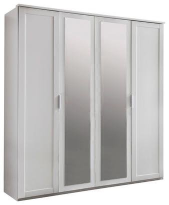 Viertüriger Kleiderschrank in Weiß mit zwei Spiegeltüren Viertüriger Kleiderschrank in Weiß mit zwei Spiegeltüren