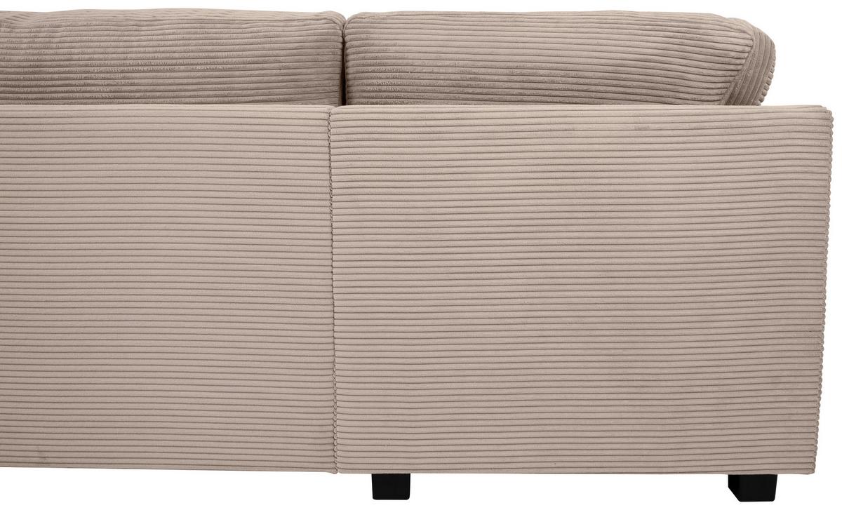 Souprava U MALTE, levá, šedobéžový manšestr - černá/šedobéžová, Moderní, textil/plast (178/305/155cm) - Based
