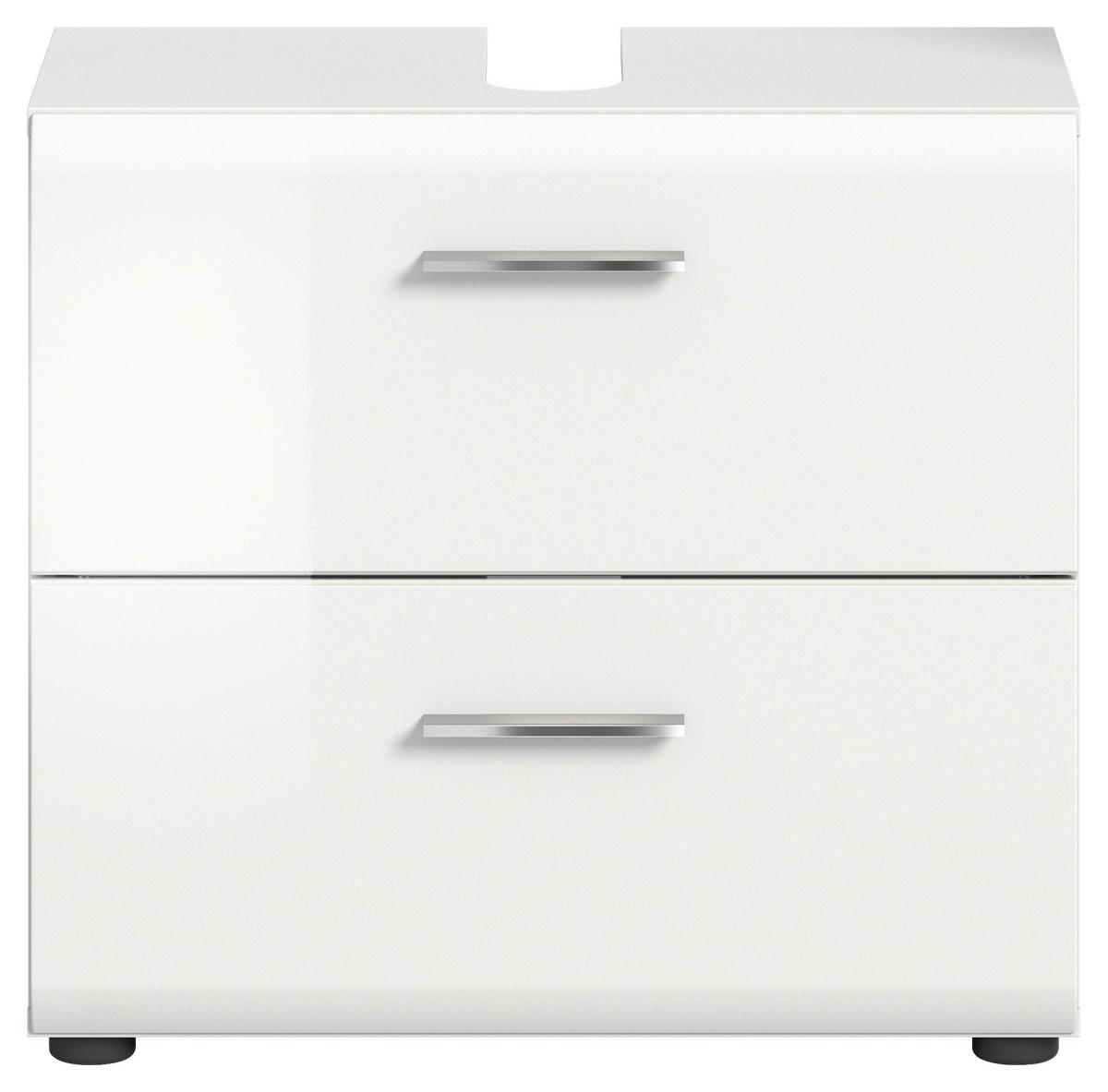 Waschbeckenunterschrank Ice B: 60 cm Weiß Hochglanz - Weiß Hochglanz/Weiß, MODERN, Holzwerkstoff (60/54/32cm) - MID.YOU