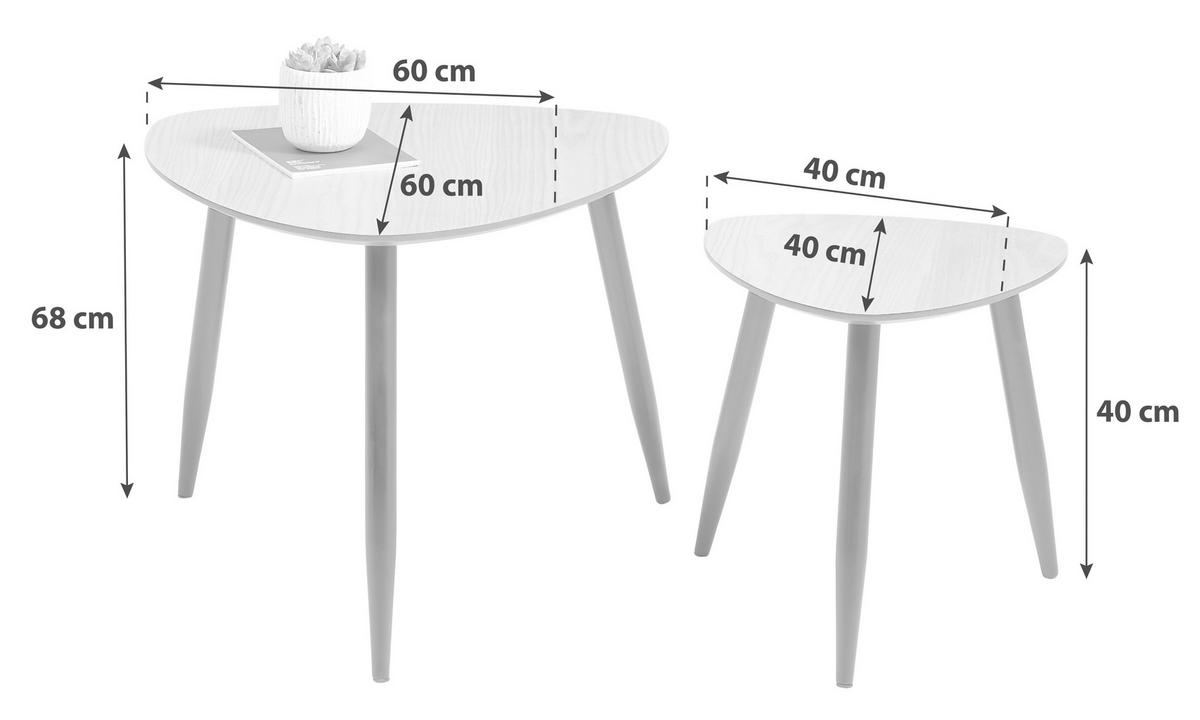 Beistelltisch 2er-set Aars, Eiche/schwarz - Schwarz/Naturfarben, LIFESTYLE, Holz/Holzwerkstoff (40/80/40/60/40/48cm) - MID.YOU