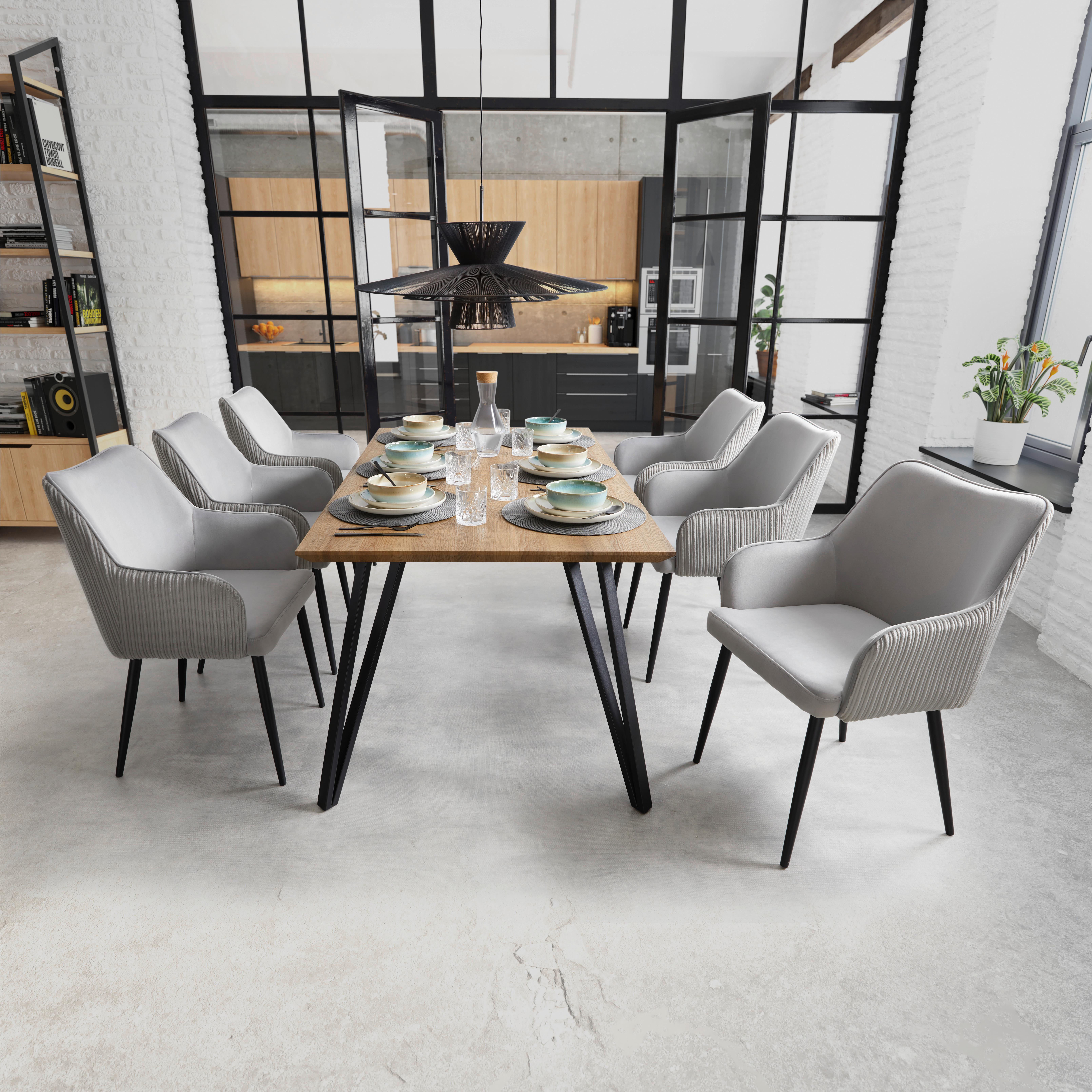 Jedálenský stôl Delia 160x90 cm - čierna/farba orecha, Modern, kov/kompozitné drevo (160/90/75cm) - P & B
