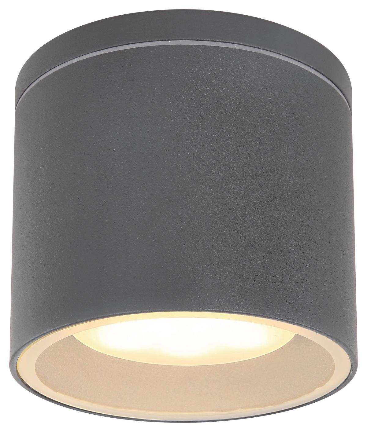 Led Außendeckenleuchte Alcala 11 Watt Metall/Glas - Klar/Anthrazit, Basics, Glas/Metall (10,8/9,6cm) - Globo