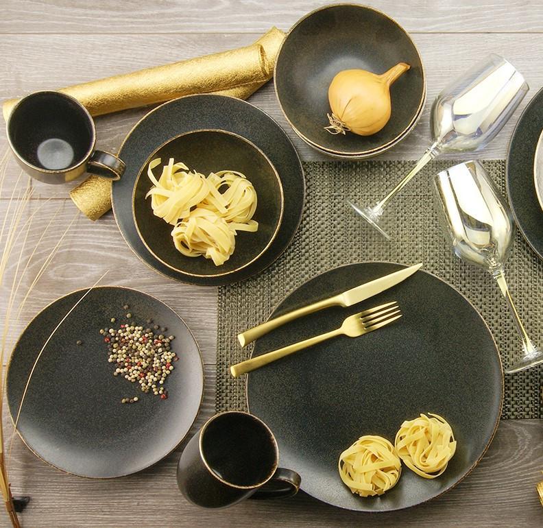 Kombiservice Rusty Schwarz 4 Personen Geschirr Set - Schwarz, Basics, Keramik (30/32/33cm) - Creatable