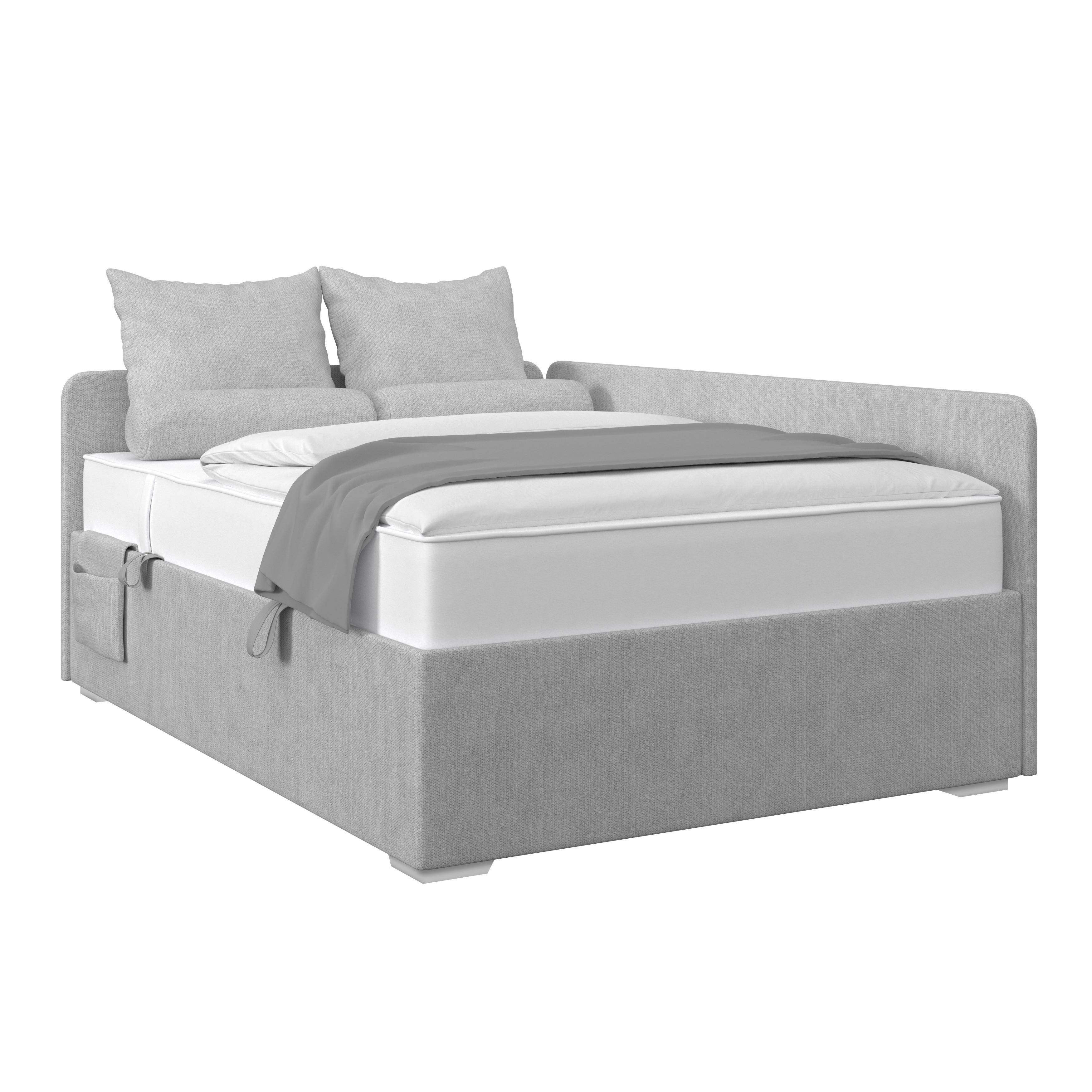 Polsterbett mit Bettkasten 140x200 Remi Grau