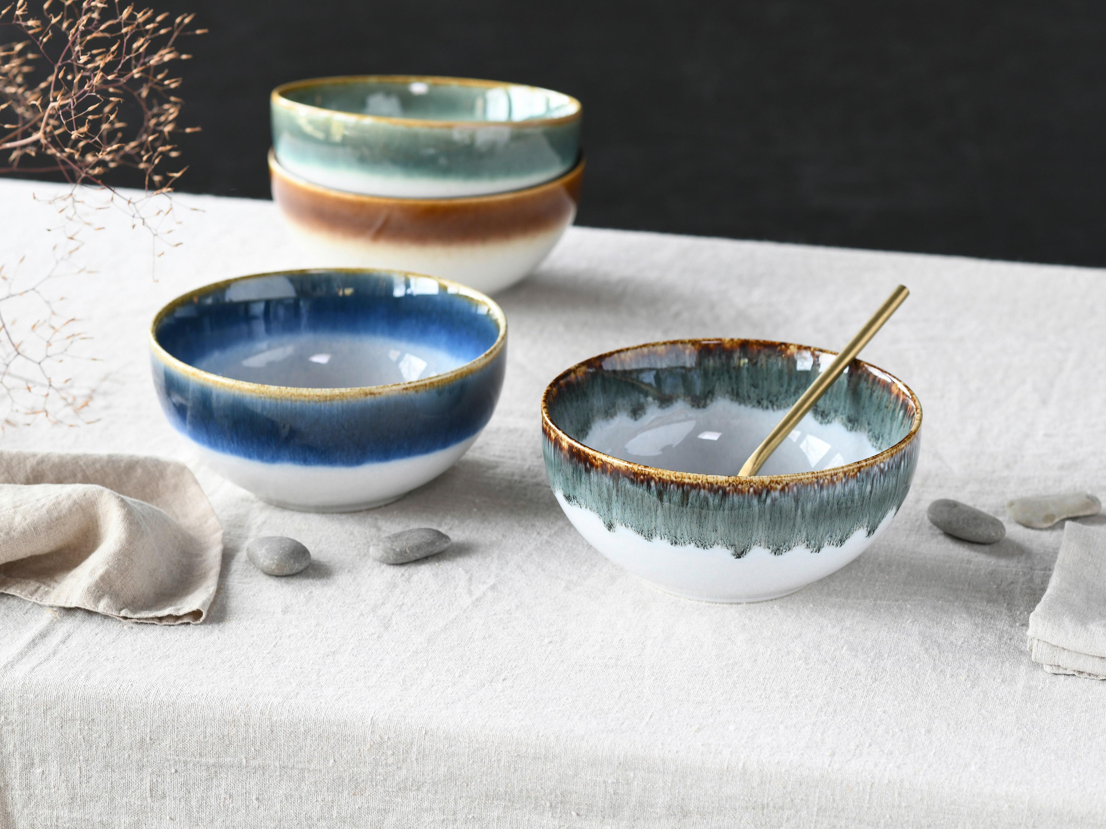 Schüsselset Cascade Bol 4-Tlg. Blau/Braun/Grau/Grün - Blau/Braun, Basics, Keramik (17,5/7,5cm) - Creatable
