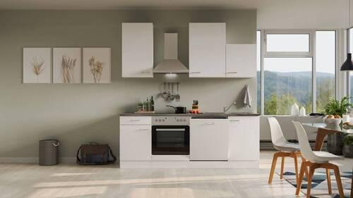 Küchenblock Lucca Weiß/Graubraun B: 220 cm - Graubraun/Weiß, MODERN, Holzwerkstoff (220cm) - FlexWell