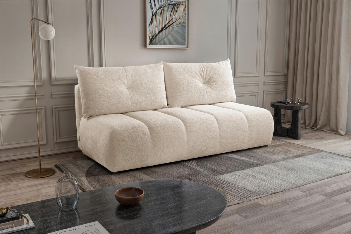 Schlafsofa Milo, Creme B: 209 Cm - Creme/Schwarz, Design, Holz/Holzwerkstoff (209/100/103cm) - MID.YOU
