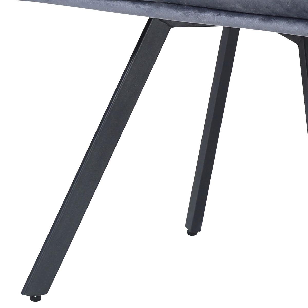 Vierfußstuhl Vicky Grau Gepolstert, Samt - Schwarz/Grau, MODERN, Textil/Metall (57/86/61cm)
