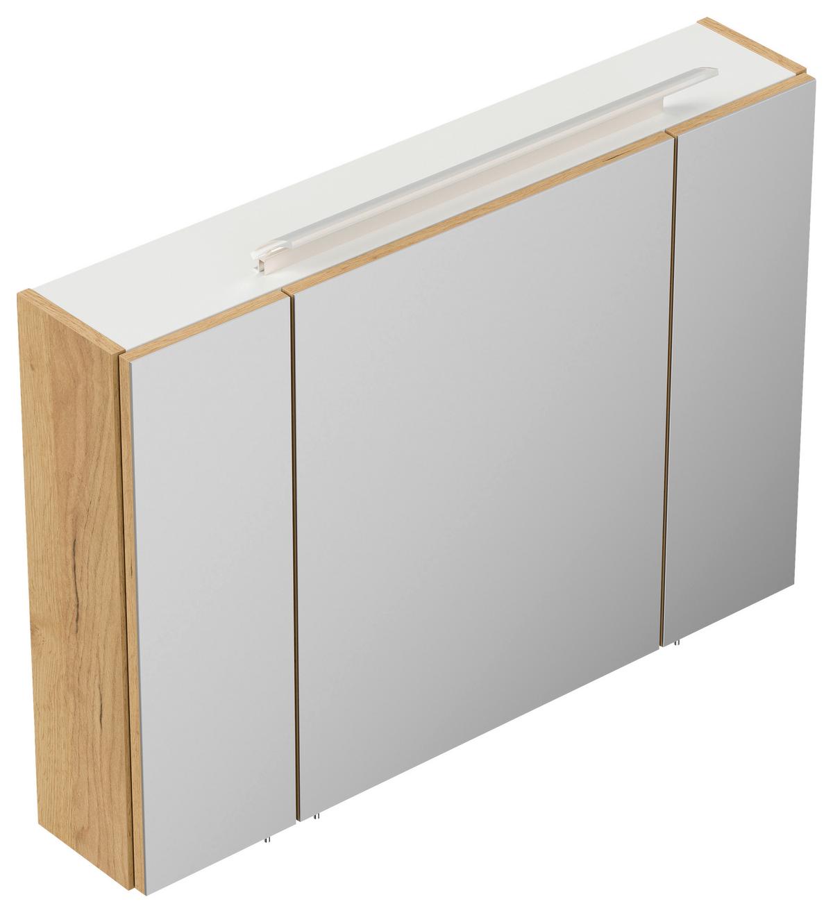 Spiegelschrank Eiche Dekor B: 90 cm - Eichefarben, MODERN, Glas/Holzwerkstoff (90/62/17cm) - MID.YOU