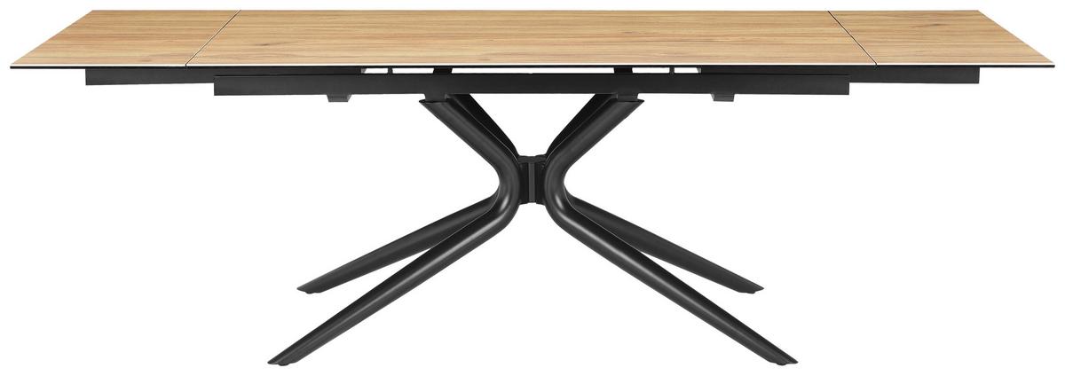 Esstisch Liana Teakfarben/Schwarz L:160-240cm - Schwarz/Teakfarben, MODERN, Glas/Keramik (160-240/90/76cm) - P & B