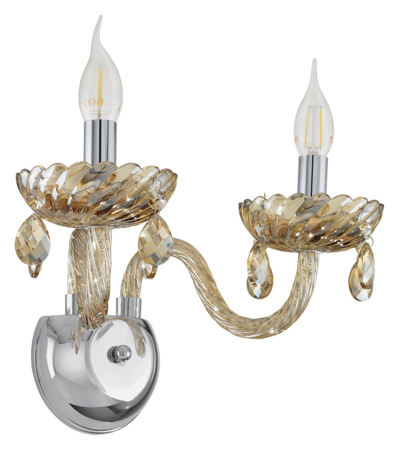 Wandleuchte Basilano - Chromfarben/Champagner, MODERN, Glas/Metall (32/22/30cm)