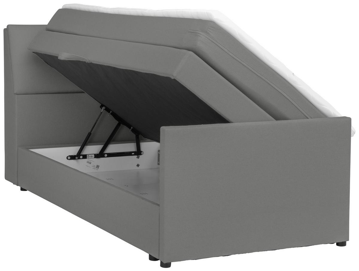 Boxspringbett Mit Bettkasten Nida 100x200 Cm Grau - Schwarz/Grau, MODERN, Holz/Textil (100/200cm) - MID.YOU