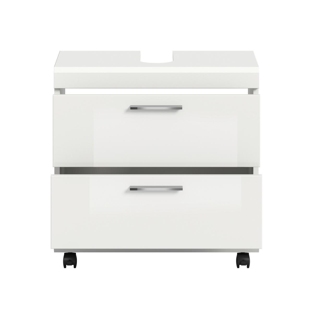 WASCHBECKENUNTERSCHRANK Scout Weiß/Weiß HG B: 60cm - Weiß Hochglanz/Schwarz, Trend, Holzwerkstoff (60/60/34cm) - MID.YOU