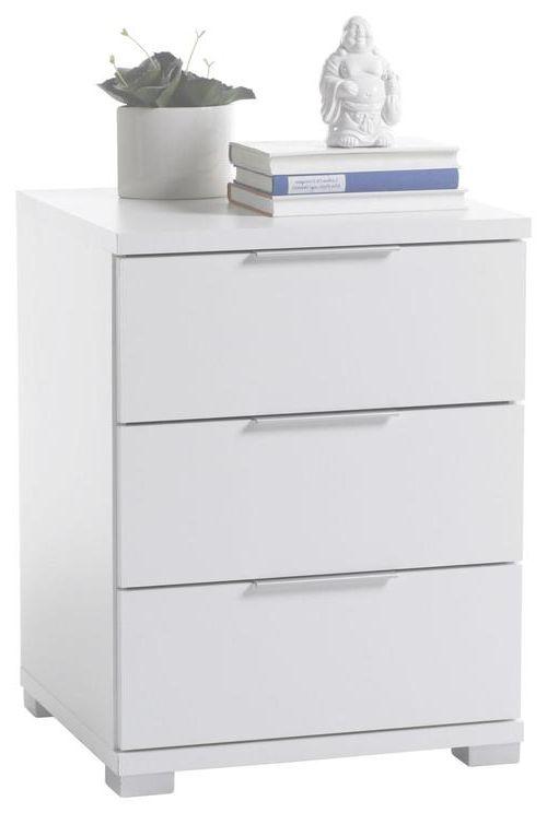Nachtkästchen Weiß H: 61 cm - Silberfarben/Weiß, Basics, Holzwerkstoff (46/61/42cm) - P & B