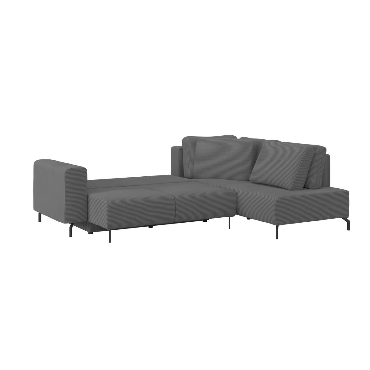 Rohová sedačka VENI, pravá, tmavosivý menčester - čierna/tmavosivá, Modern, textil (272/210cm) - Ondega