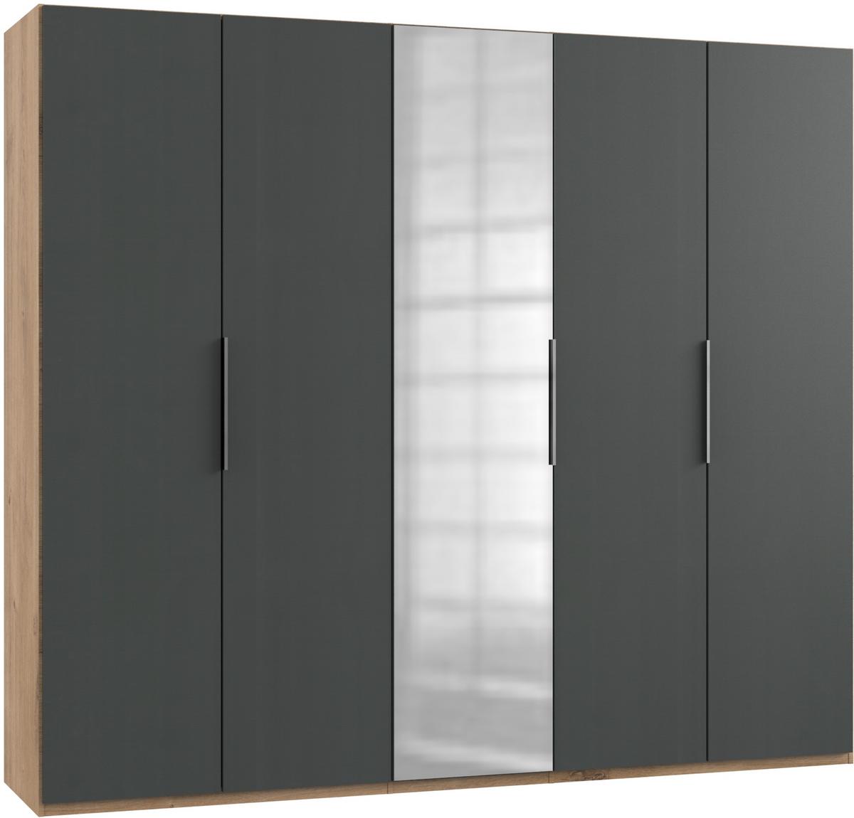 Drehtürenschrank 250cm Level, Graphit/eiche Dekor - Eichefarben/Graphitfarben, MODERN, Holzwerkstoff (250/216/58cm) - MID.YOU