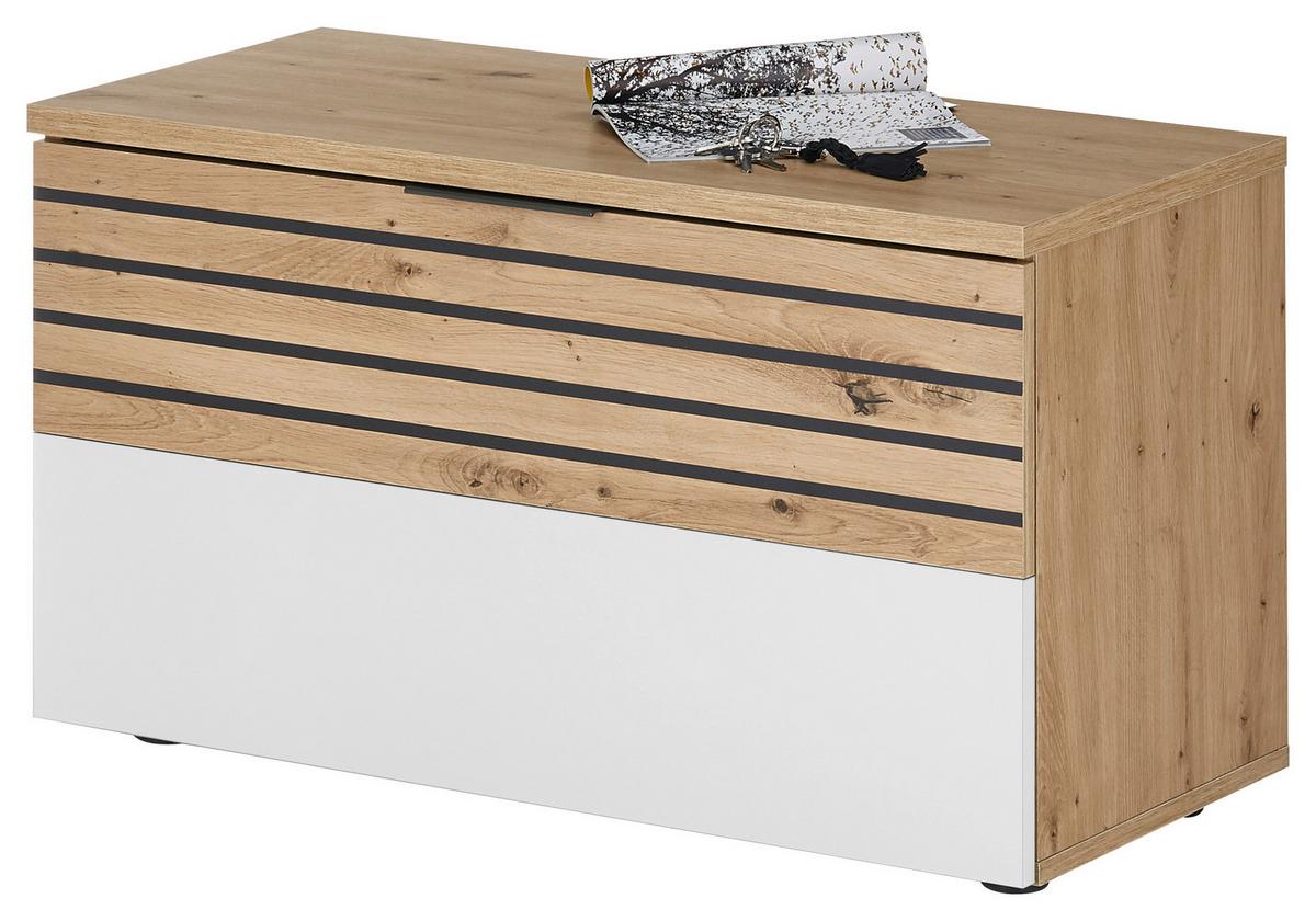 Garderobenbank Milan BxHxT: 85x48x38 cm Eiche Dekor - Dunkelgrau/Silberfarben, Design, Holzwerkstoff (85/48/38cm) - MID.YOU