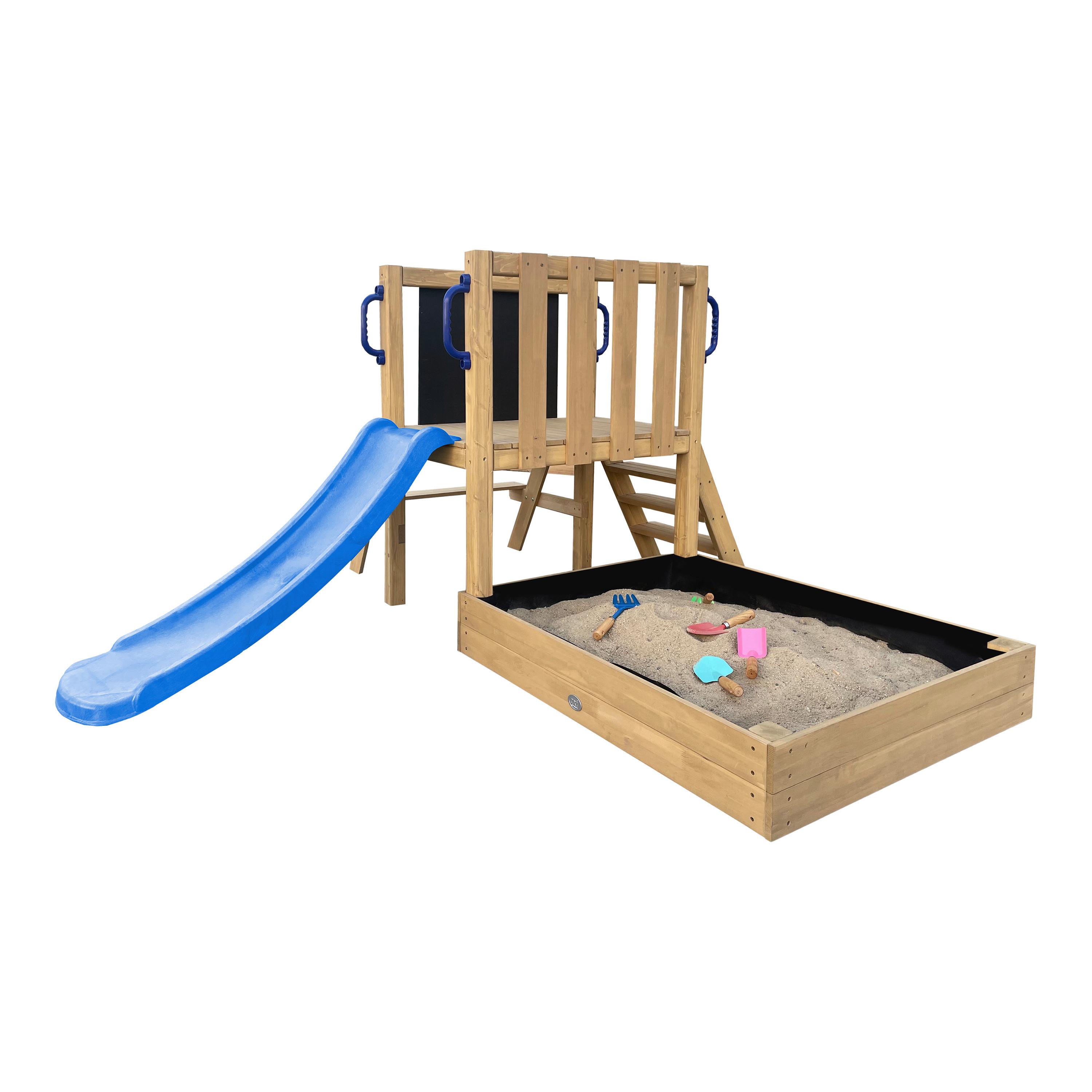 SPIELTURM MIT RUTSCHE BLAU - Blau/Braun, Basics, Holz/Kunststoff (208,7/88/215cm) - Ambia Garden