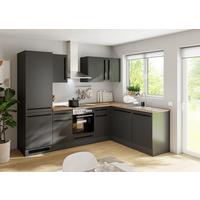 Eckküche Jazz 8 280 Schwarz S: 280x175 cm - Eichefarben/Schwarz, LIFESTYLE, Holzwerkstoff (280/175cm) - P & B