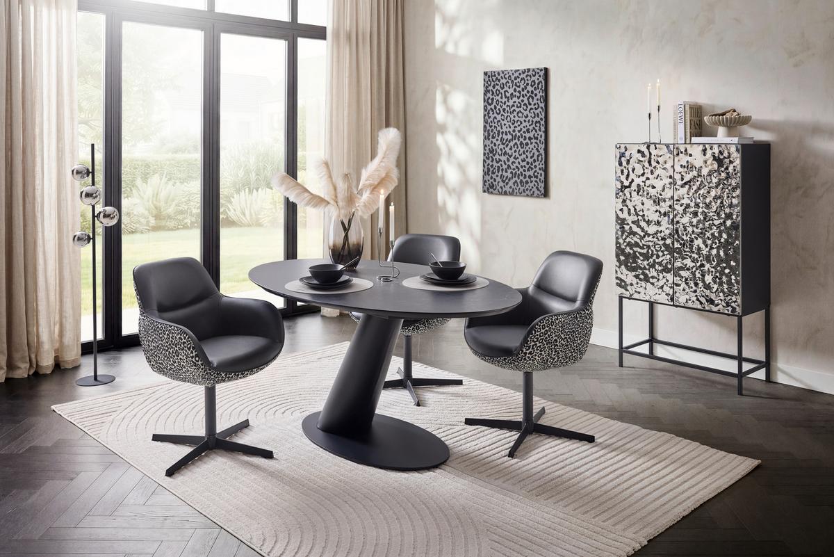 JEDÁLENSKÝ STÔL STEVEN 160 - čierna, Design, kov/kompozitné drevo (160/76/95cm) - Mömax