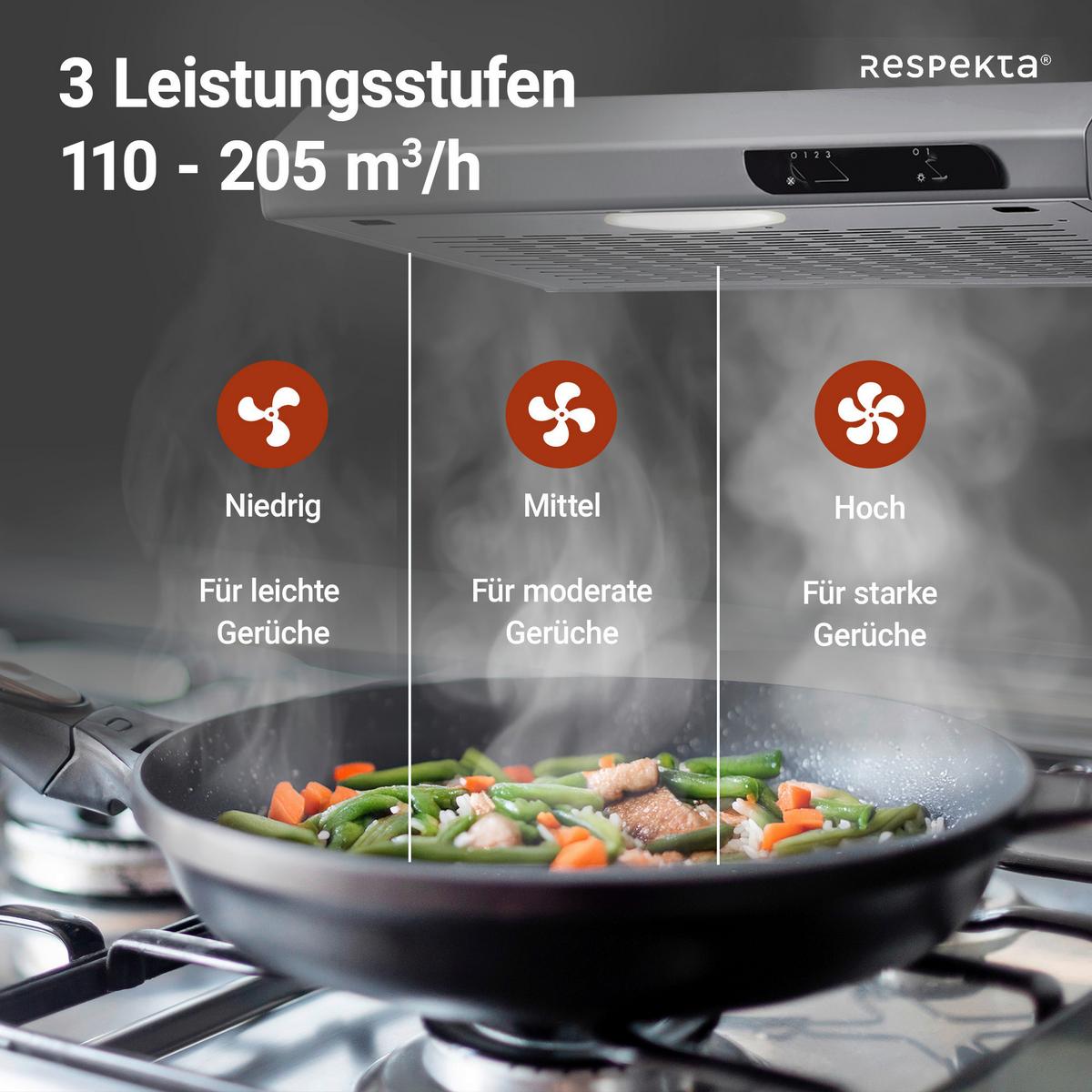 Dunstabzugshaube Suna Edelstahlfarben B: 50 Cm, Led - Edelstahlfarben, Trend, Metall (50/7,6/47cm) - Respekta