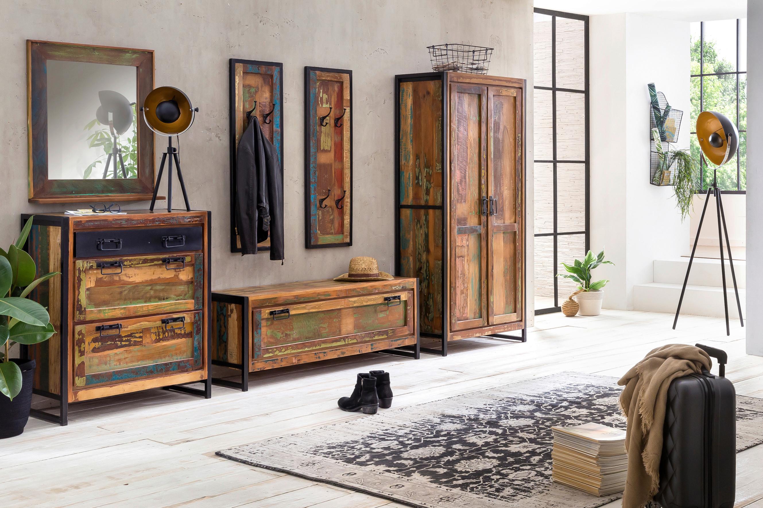 Garderobe Dielen Multicolor/Schwarz B: 290cm - Multicolor/Schwarz, Design, Holz/Metall (290/180/45cm) - MID.YOU