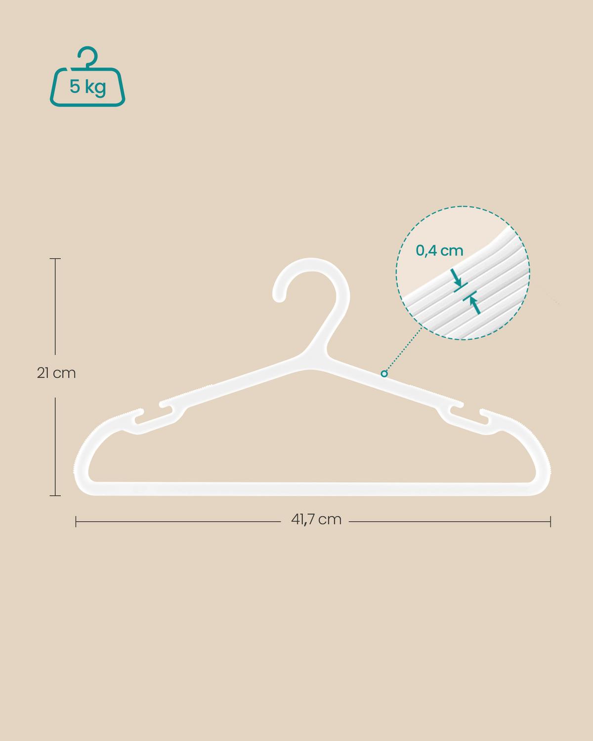 Kleiderbügelset Weiß B: 41,7 cm - Weiß, Basics, Kunststoff (41,7cm)