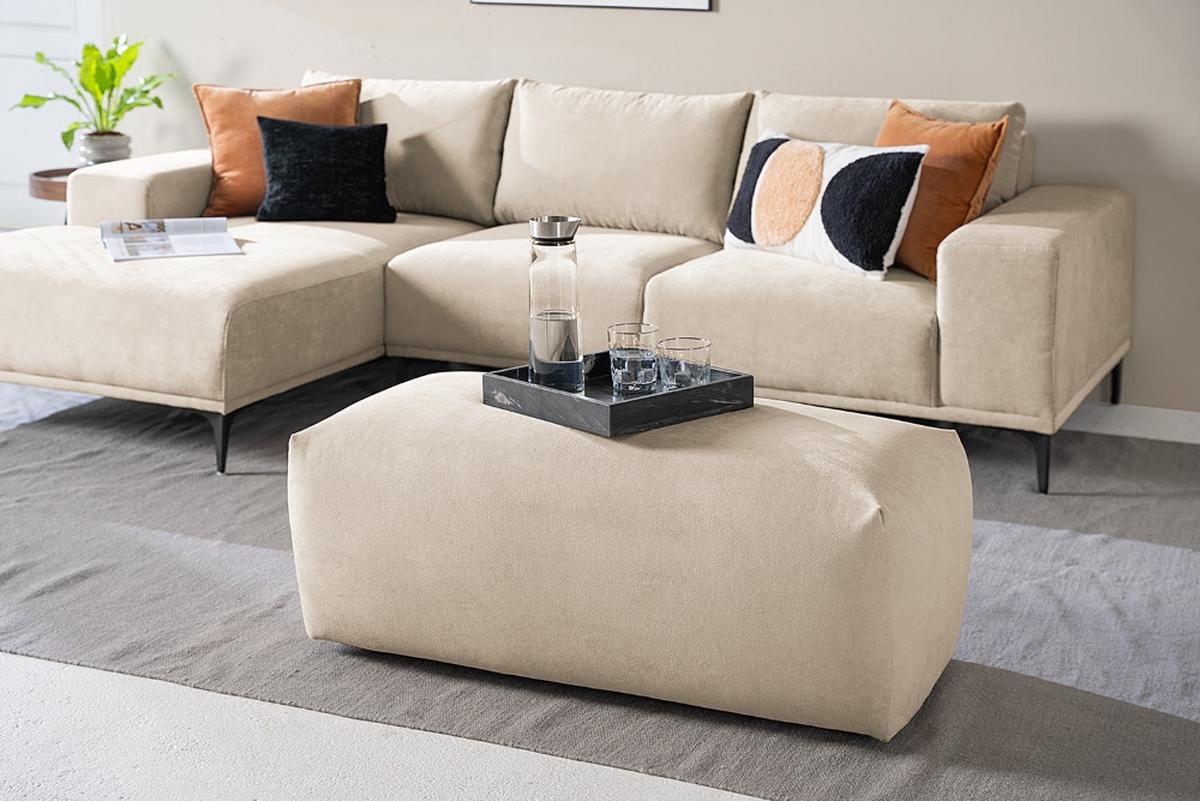 Hocker Bolt, Taupe B: 102 cm - Taupe/Schwarz, MODERN, Textil (102/41/52cm) - Trendmanufaktur