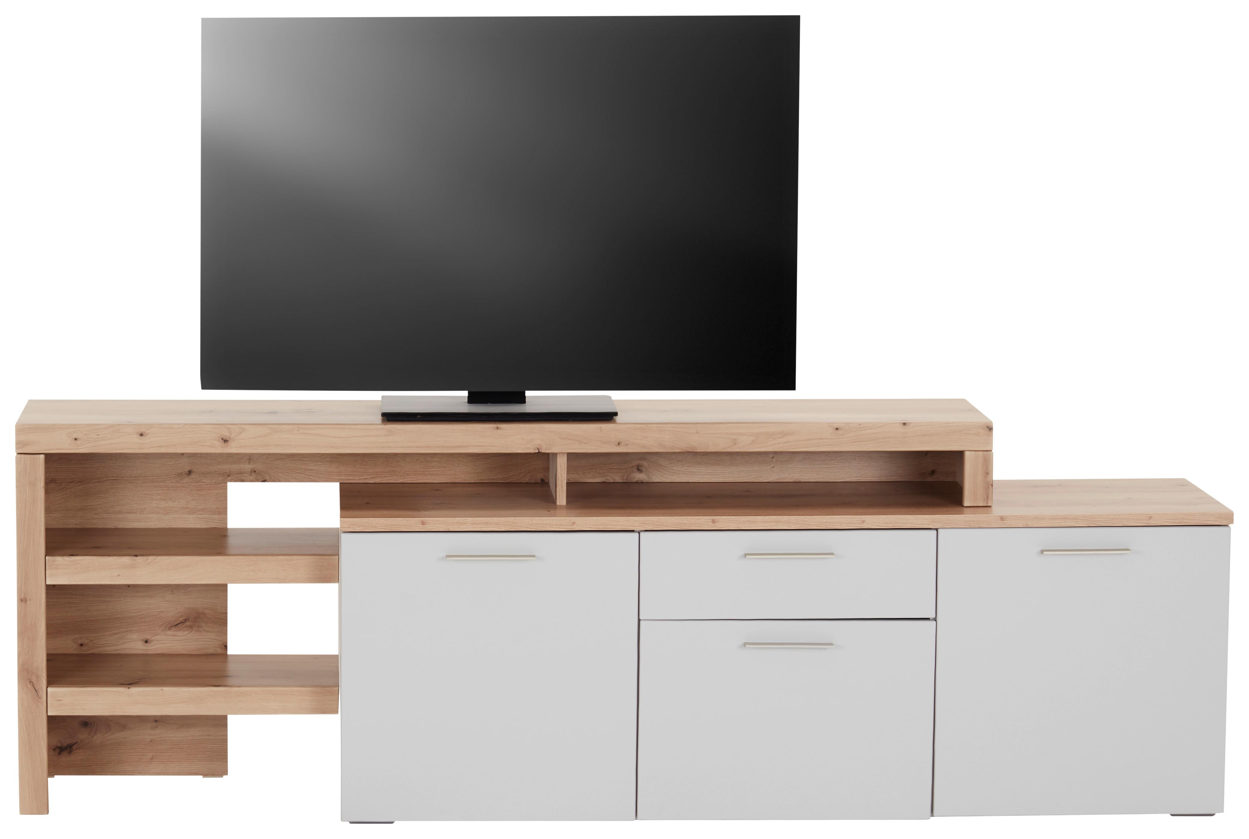 TV-Element Twin B: 205-278,2 cm Hellgrau/Eiche Dekor - Silberfarben/Hellgrau, MODERN, Holzwerkstoff (205-278,2/68,2/37,2cm)