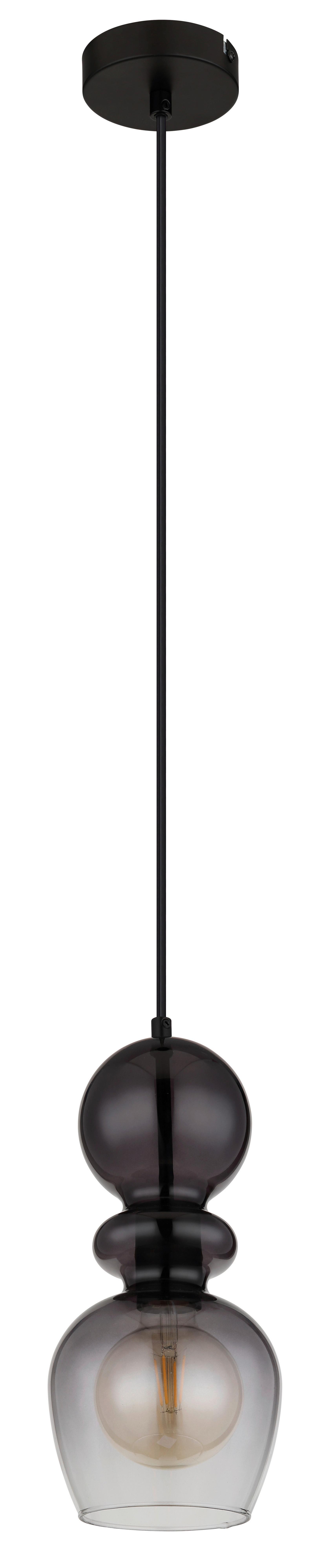 Hängeleuchte Clarity Klar Schwarz D: 15 Cm - Klar/Schwarz, Basics, Glas/Kunststoff (15/150cm) - Globo