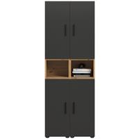 Wohnwand, The One 9, B: 65 cm Grau/Artisan Eiche Dekor - Schwarz/Eiche Artisan, Trend, Holzwerkstoff (65/178/34cm)