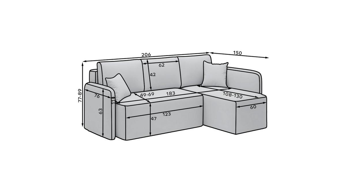 Ecksofa Hadson Beige S: 206x150 cm - Beige/Schwarz, Design, Textil (206/150cm) - MID.YOU