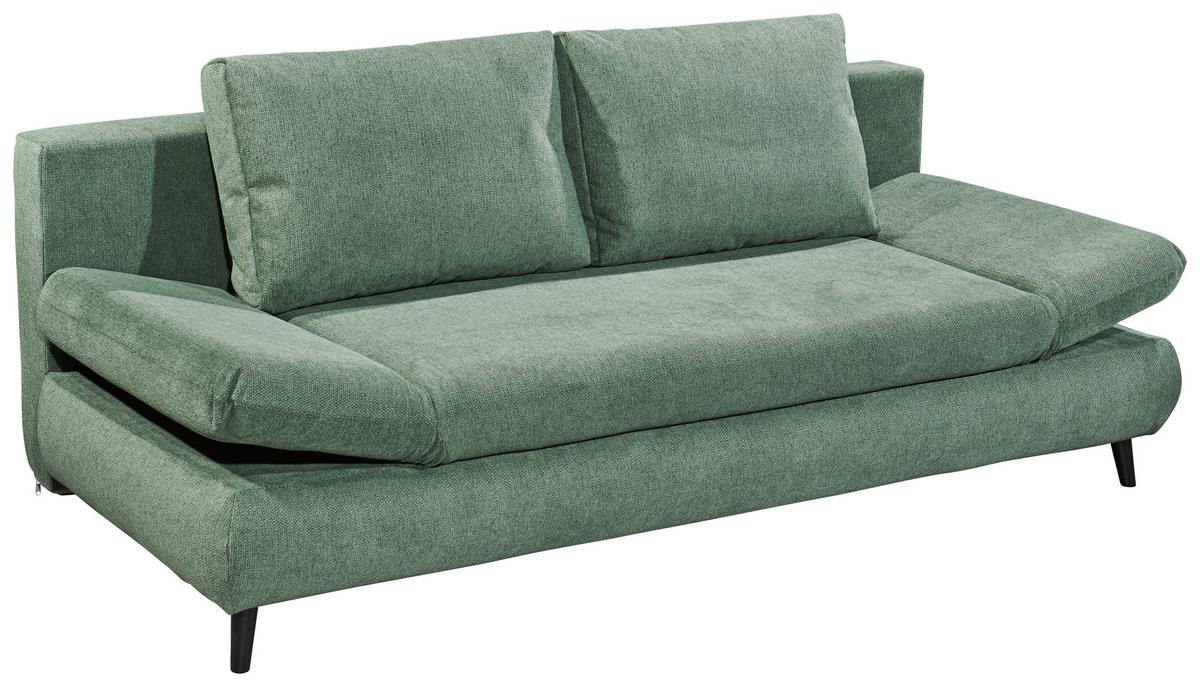 Schlafsofa Sunny 3dl Grün B: 212 Cm - Schwarz/Grün, KONVENTIONELL, Holzwerkstoff/Textil (212/88/101cm) - MID.YOU