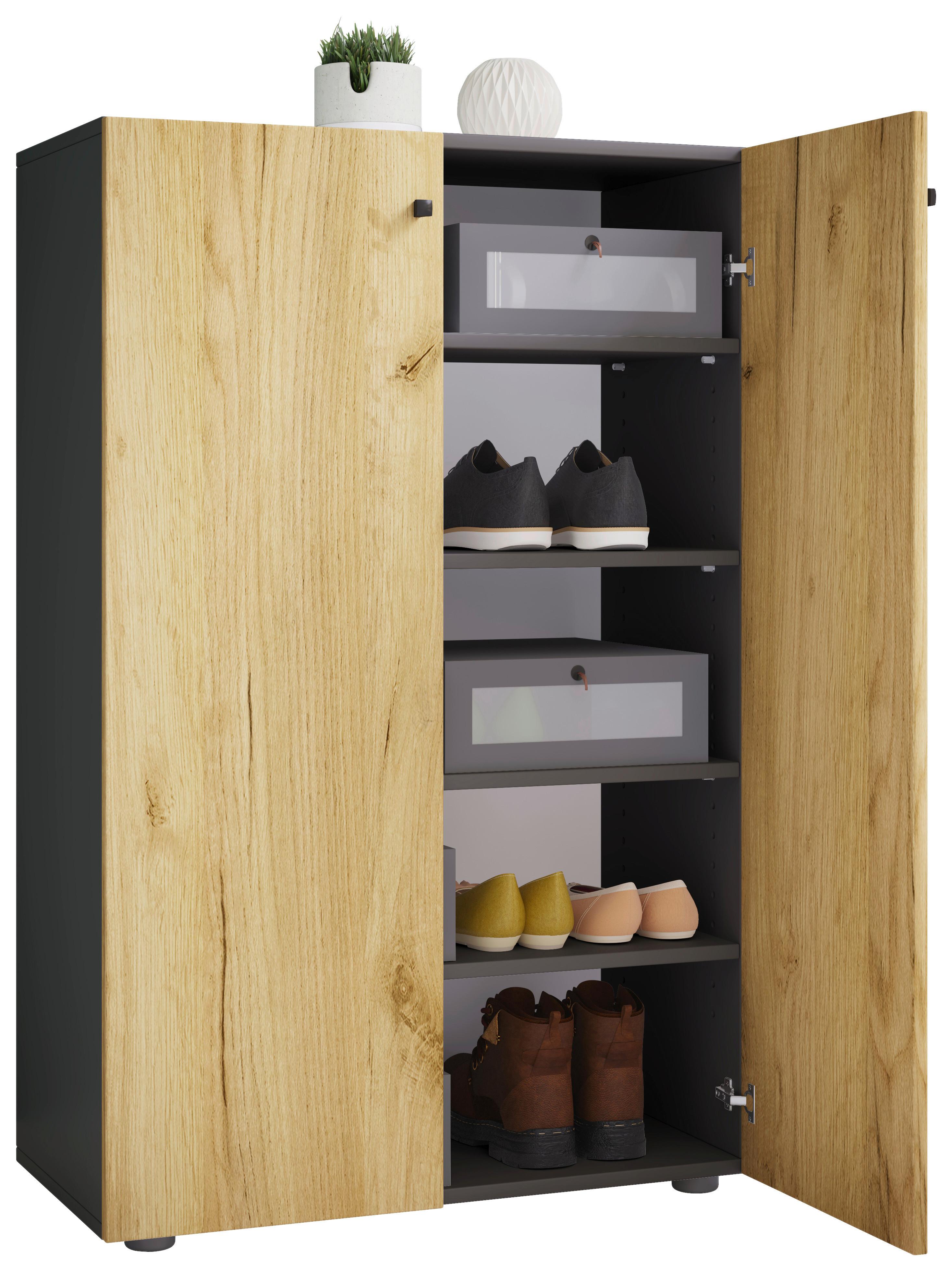 Schuhschrank Lona Anthrazit Honigeiche Dekor - Honigeiche/Anthrazit, Design, Holzwerkstoff (70/110/39cm) - MID.YOU