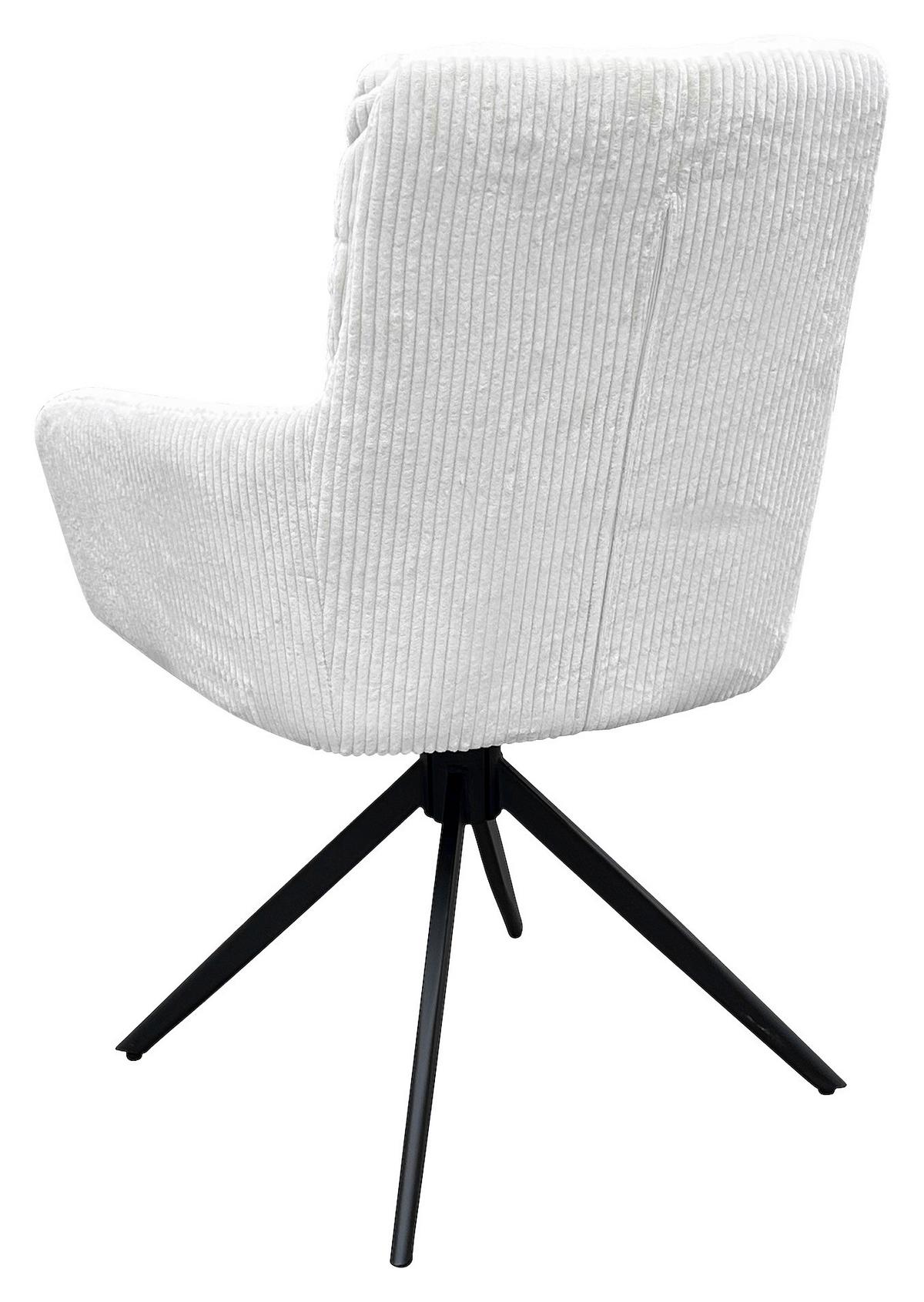 Armlehnstuhl-set Pura, Drehbar, Weiß 2er - Schwarz/Weiß, Design, Textil/Metall (58/88/64cm) - MID.YOU