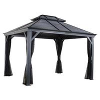 Pavillon Mykonos 364x299 cm sturmfest Gartenpavillon - Anthrazit, Basics, Metall (364/291/299cm)