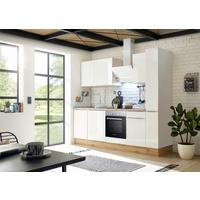 Küchenzeile mit Geräten B: 250 cm Weiß/Eiche Dekor - Weiß Hochglanz/Weiß, LIFESTYLE, Holzwerkstoff (250cm) - Respekta