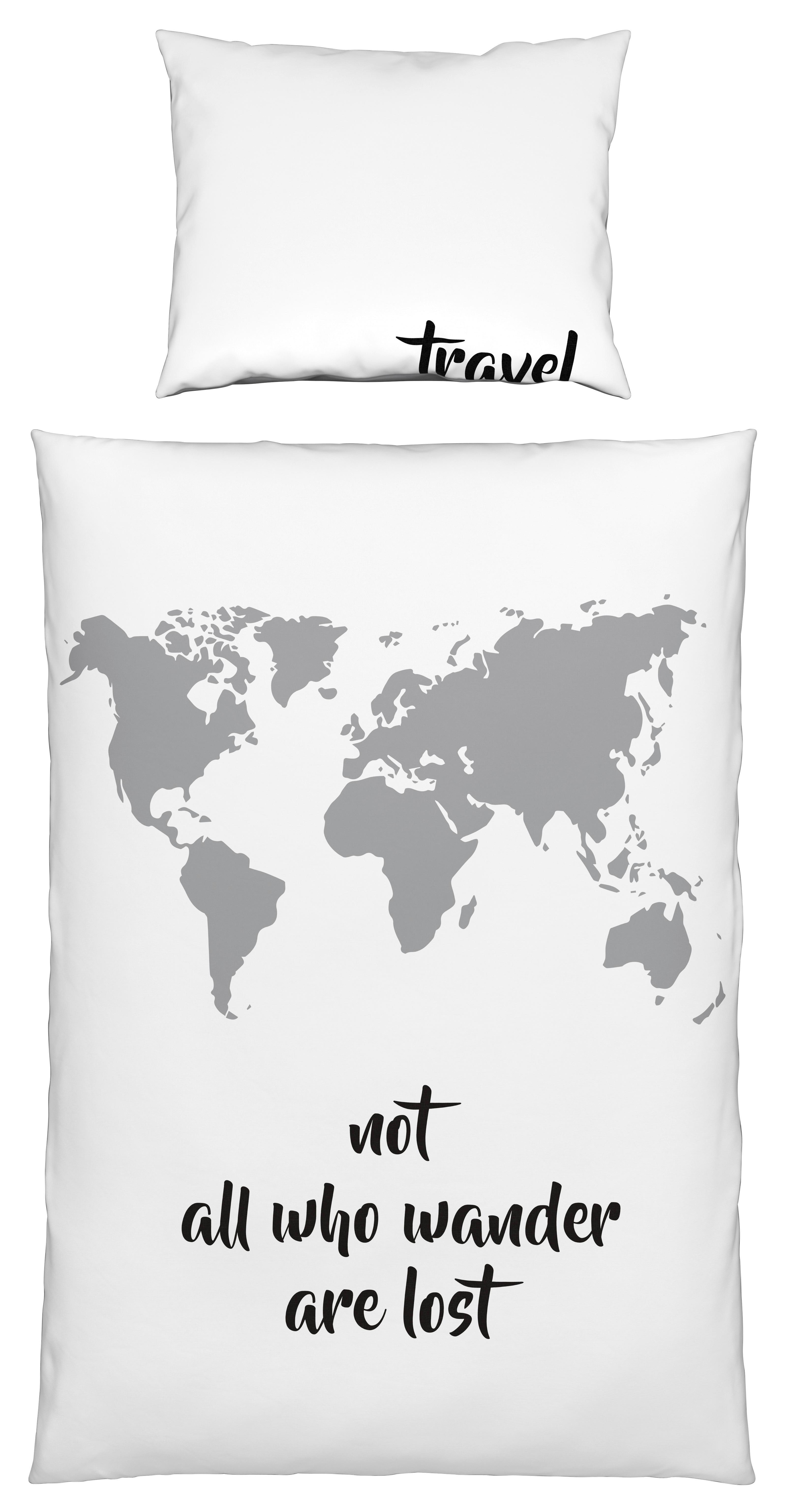 Povlečení Travel Wende, 140/200cm - šedá/bílá, Moderní, textil (140/200cm) - Modern Living