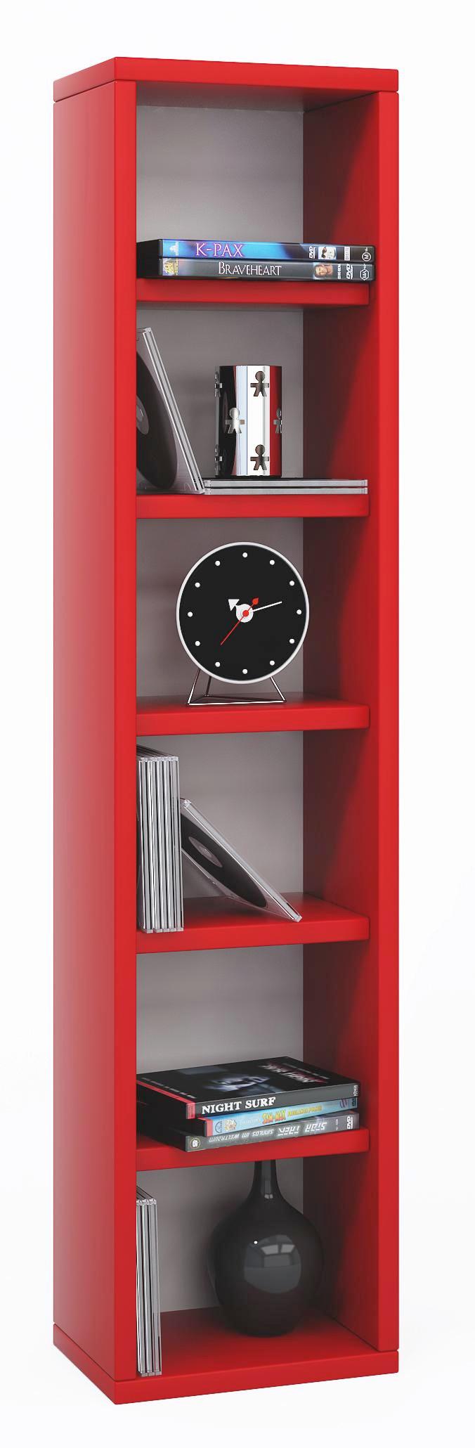 CD-regal Elementa B: 21 cm - Rot, KONVENTIONELL, Holzwerkstoff (21/92/20cm)