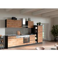 Küchenzeile Turin ohne Geräte B: 330 cm Graphit/Eiche Dekor - Eiche Wotan/Graphitfarben, Design, Holzwerkstoff (330cm) - Held