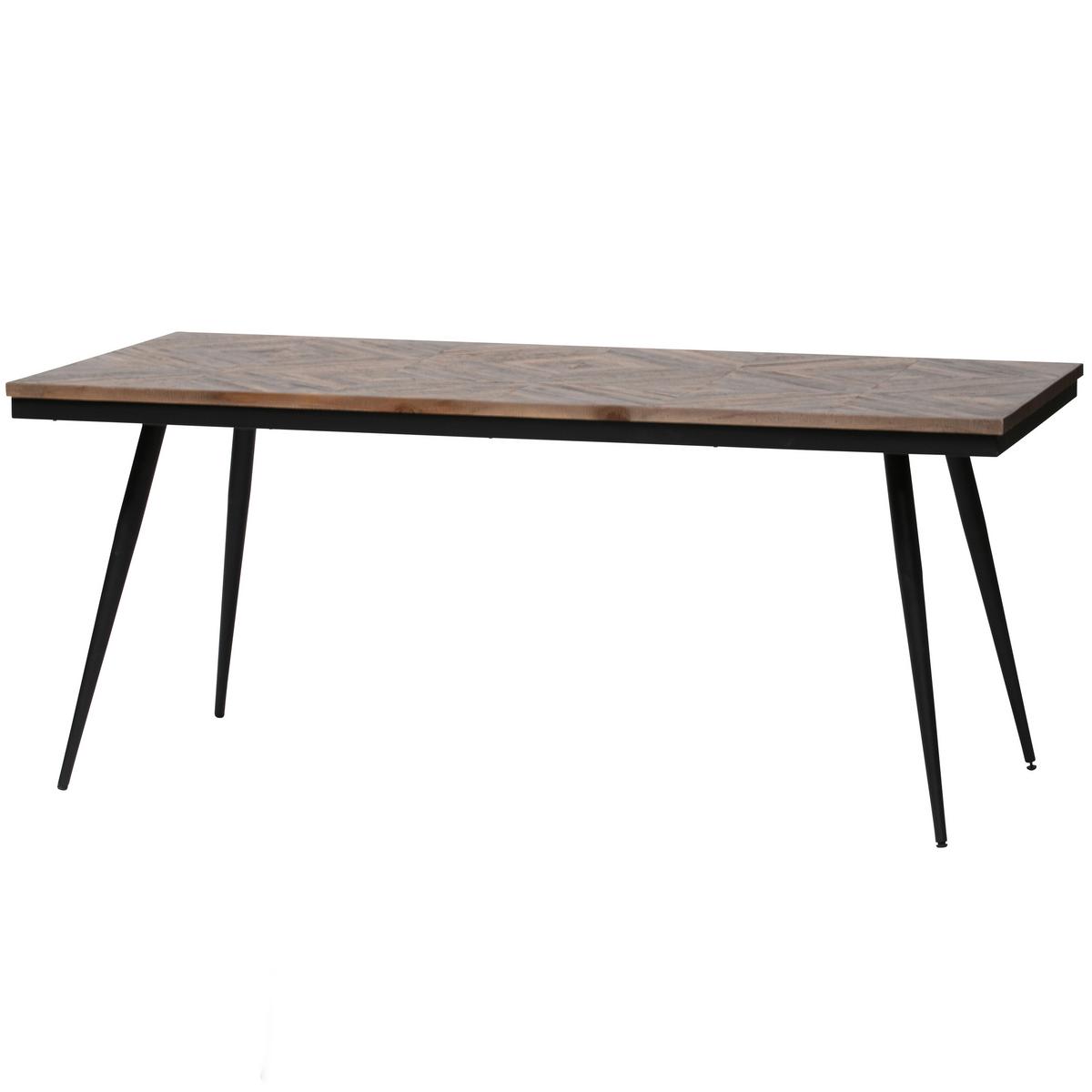 Esstisch Rhombic Teakfarben L: 180 cm - Schwarz/Teakfarben, Design, Holz/Metall (180/90/76cm) - Livetastic