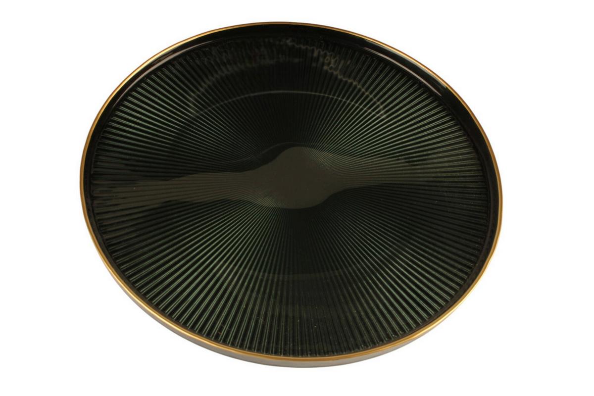 Servierplatte Filipa - Dunkelgrün, Design, Glas (28,7cm) - Luca Bessoni
