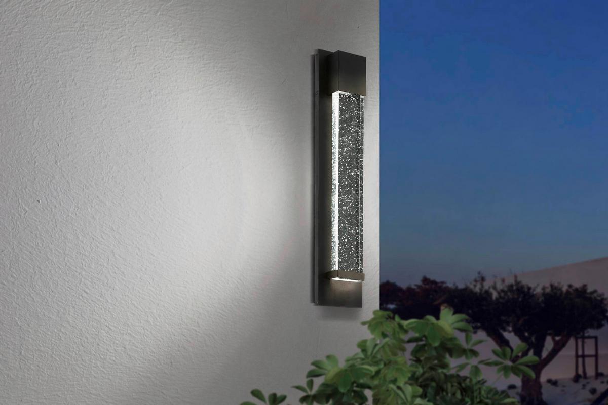 Außenwandleuchte Villagrazia 3 Watt Glas Metall, Wandmontage - Klar/Schwarz, Design, Glas/Metall (12/40/7cm) - Eglo